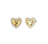 Guess Beloved Women's Pavé Heart Stud Earrings in Gold-Tone Steel