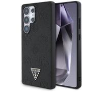Guess Black Embossed Pattern MagSafe Logo Triangle Case For Galaxy S25 Ultra