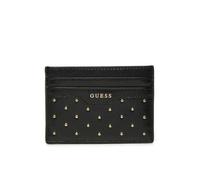Guess Black Leather Studded Card Holder, black, Modern