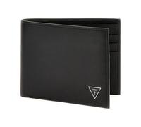 GUESS Black Solid Leather Firenze Flat Bi-Fold Wallet, Black, Onesize, Modern