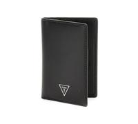 GUESS Men Black Leather Solid Firenze Flat Card Holder with Flap Closure, Black, Onesize, Western