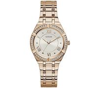 GUESS Blue + Rose Gold-Tone Crystal Silicone Watch