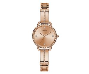 GUESS Blue + Rose Gold-Tone Crystal Silicone Watch Blue/Rose Gold-Tone