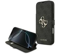 Guess Bookcase Case For iPhone 17 Pro Max Gray With Gold Logo, Standable