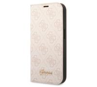 Guess Bookcase iPhone 14 Pro Max Case Stand Cover Pink PU Leather Card Slot