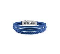 Guess Mens Steel Multi Strap Blue Bracelet - Steel / Leather