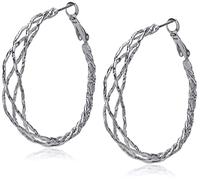 Guess Braided Silver Hoop Earrings, One Size, base