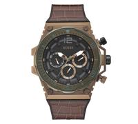 GUESS Men Analog Quartz Watch with Leather Strap GW0326G2