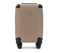 GUESS Cabin Suitcase with Swivel Wheels, Beige with Logo Pattern, TSA Lock, Organized Interior