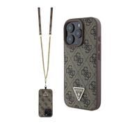 Guess Case 4G Rhinestone Triangle with Strap - iPhone 16 Pro Brown