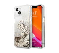 Guess Case Big 4G Logo Gold Liquid Glitter Transparent - iPhone 13 Mini