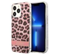 Guess Case for iPhone 13 Pro Electro Stripe in TPU with Leopard Pattern, Pink
