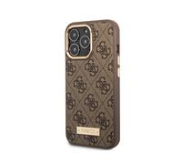 Guess Case for iPhone 13 Pro PU 4G Metal Plate, Brown
