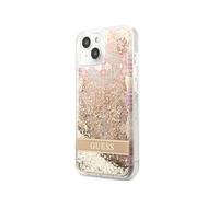 Guess Case for iPhone 14 Plus Floating Flower Glitter, Golden
