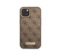 Guess Case for iPhone 14 Plus PU 4G Metal Plate, Brown