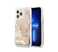 Guess Case for iPhone 14 Pro Floating Flower Glitter, Golden
