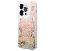 Guess Case for iPhone 14 Pro Max Floating Flower Glitter, Golden