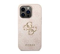 Guess Case for iPhone 14 Pro Max with Monogram and 4G Logo in Metal, Pink