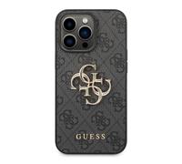 Guess Case for iPhone 14 Pro with Monogram and 4G Logo in Metal, Dark grey