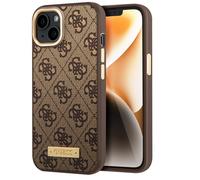 Guess Case for iPhone 14 PU 4G Metal Plate, Brown