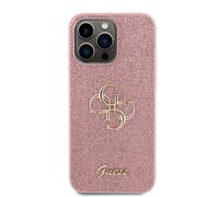 Guess Case for iPhone 15 Pro Max Glitter with Metal Logo, Pink