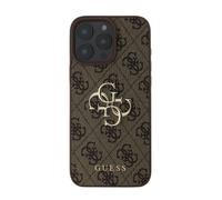 Guess Case for iPhone 16 Pro Max with Monogram and 4G Logo in Metal, Dark brown