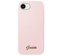 Guess Case for iPhone 16th Soft Touch Silicone Gold Metal Logo