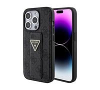 Guess Case Grip Stand 4G Rhinestone Triangle Metal Logo Black - iPhone 15 Pro Max