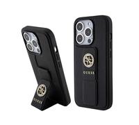 Guess Case Grip Stand 4G Saffiano Strass Logo Black - iPhone 15 Pro Max