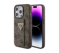 Guess Case Grip Stand 4G Triangle Rhinestone Logo Brown - iPhone 15 Pro Max