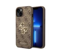CG MOBILE Guess GUHCP15M4GMGBR Case for iPhone 15 Plus 6.7 Inch Brown Hard Case 4G Big Metal Logo