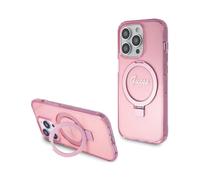Guess Case Ring Stand Script Glitter MagSafe Pink - iPhone 15 Pro Max