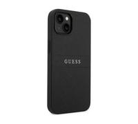 Guess Case Saffiano Metal Logo Stripes Black - iPhone 14 Plus