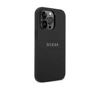 Guess Case Saffiano Metal Logo Stripes Black - iPhone 14 Pro
