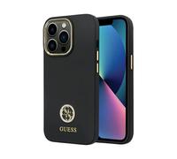 Guess Case Silicone Logo Rhinestone 4G Black Gold - iPhone 13 Pro Max