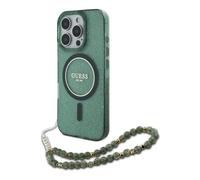 Guess Case Suitable for Apple iPhone 16 Pro Max - Compatible with magsafe Back Cover with Beads Cord - Glitter Green
