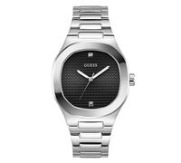 GUESS Men Black Square Dial Analogue Stainless Steel Band Watch- GW0662G1, Silver, Onesize, Modern