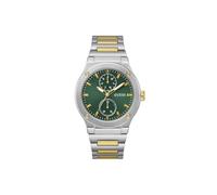 Guess Watches Guess Gents Jet Green Dial Two Tone Stainless Steel Watch