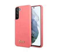 Guess GUHCS22MLSLMGFU Case for S22+ S906 Fuchsia Silicone Script Metal Logo