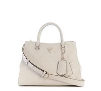 GUESS Cresidia Handbag, Off White Logo, Eco-friendly, Faux Leather, 34 x 26 x 13 cm, Double Handle, Adjustable Shoulder Strap, Zip Closure, 2 Compartments