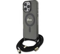 Guess Crossbody Cord Script Case with MagSafe for iPhone 16 Pro 6.3" Black - GUHMP16LHCTSGNSK
