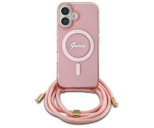 Guess Crossbody Cord Script Case with MagSafe iPhone 16 6.1" Pink