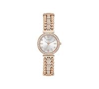 GUESS Ladies Dress Ball & Crystal 30mm Watch - Silver-Tone Dial with Rose Gold-Tone Stainless Steel Case & Bracelet