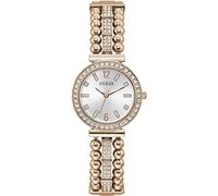 GUESS Ladies Dress Ball & Crystal 30mm Watch - Silver-Tone Dial with Rose Gold-Tone Stainless Steel Case & Bracelet