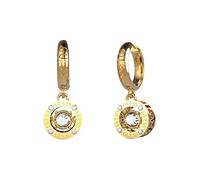 Guess Ladies Gold Plated 24mm Crystals Drop Earrings - Steel / Gold Plated