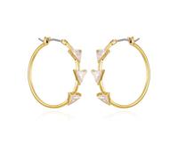 GUESS ECO Goldtone Stationed Crystal Stone Hoop Earrings, One Size, Metal, glass stone