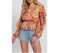 GUESS Eco Ls Saskika Drapy Top Botanical Sunrays Pr size S | Blouses Outlet | Women S