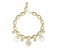 Guess Enamel Pavé Set Heart Gold Tone Charm Bracelet