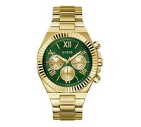 Guess Equity Men's Chronograph Watch, Green Dial, Gold-Tone Stainless Steel Bracelet