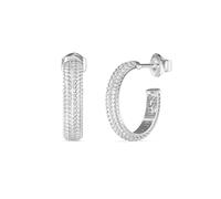 Guess Essenza Women's Pavé Crystal Hoop Earrings in Silver-Tone Steel